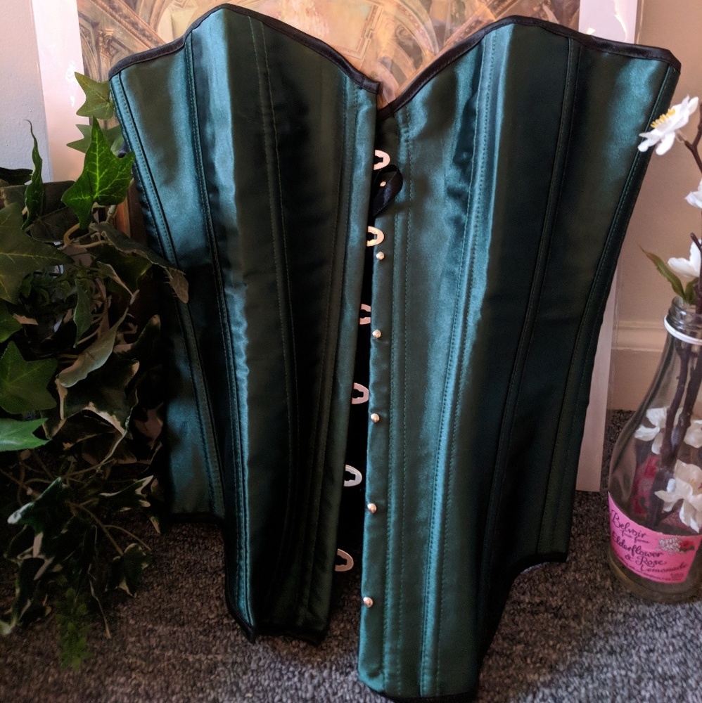 Green Satin Laced Corset